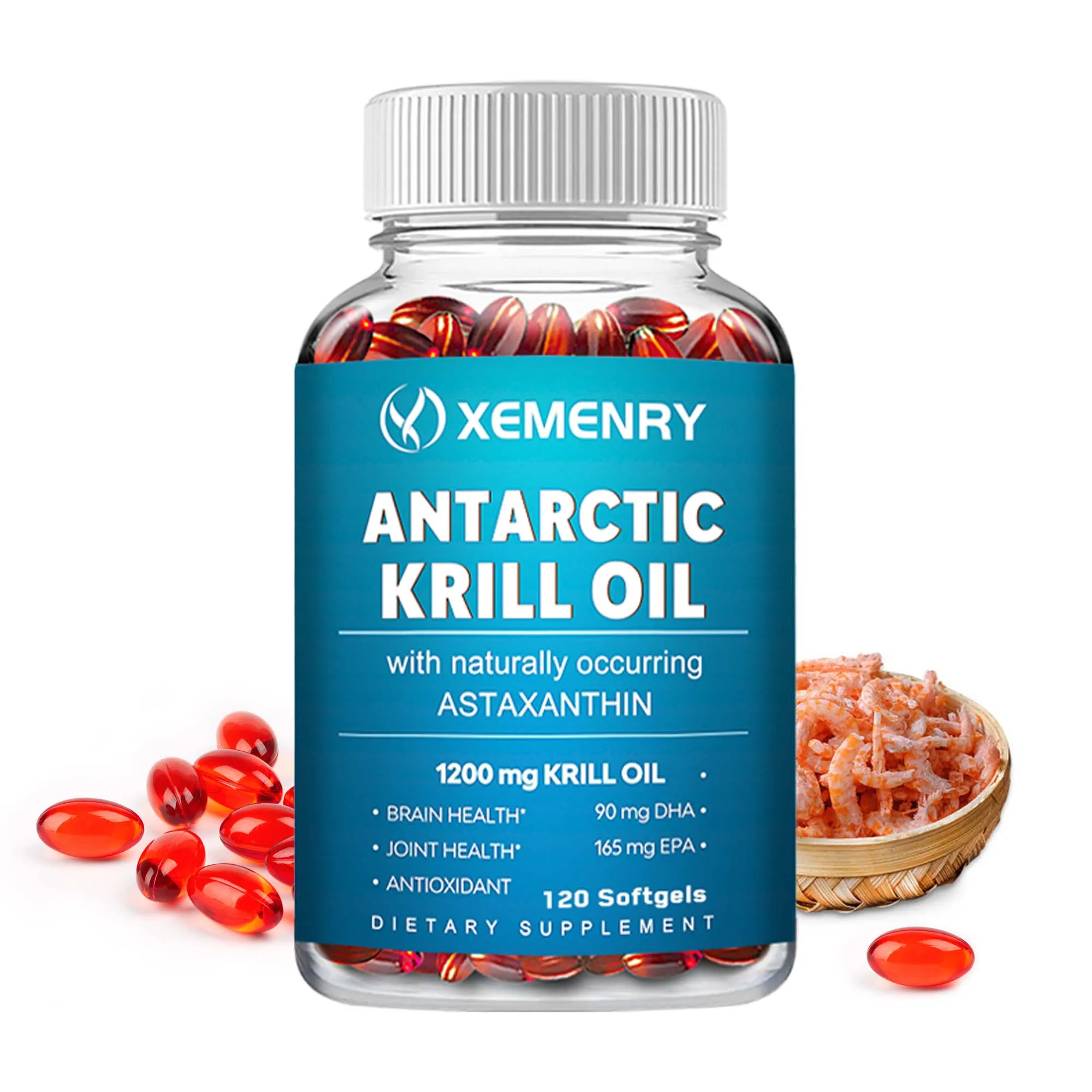 Antarctic Krill Oil Supplement - EPA, DHA, Astaxanthin Phospholipids, Heart, Brain, Joint Eye Health - 120 Capsules