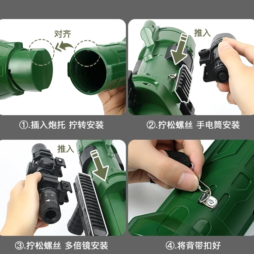 Children's RPG Mortar Toys Set Rocket Launcher Grenade Throwing Chasing Cannon with 3 Safety LED Foam Bullet for Boy Cosplay Toy view 5