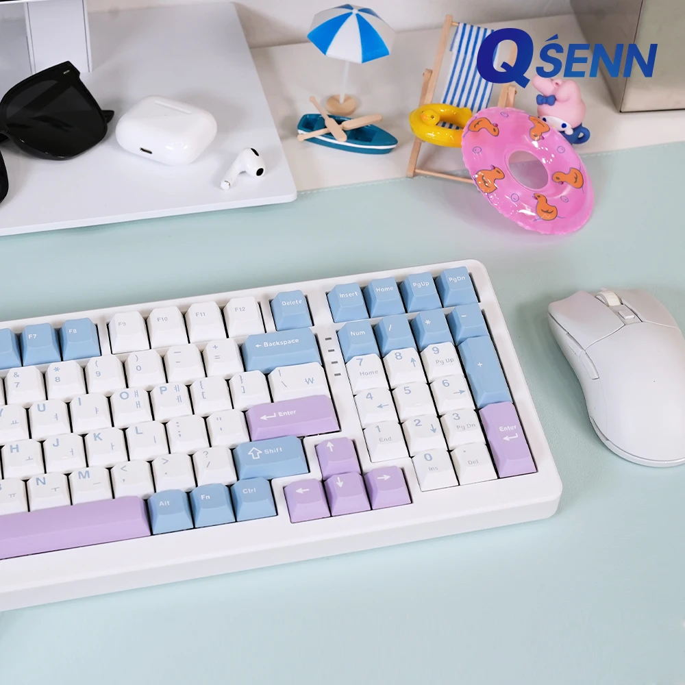 QSENN Q99 PBT full-lubricated gasket with wireless mechanical keyboard blue Purple