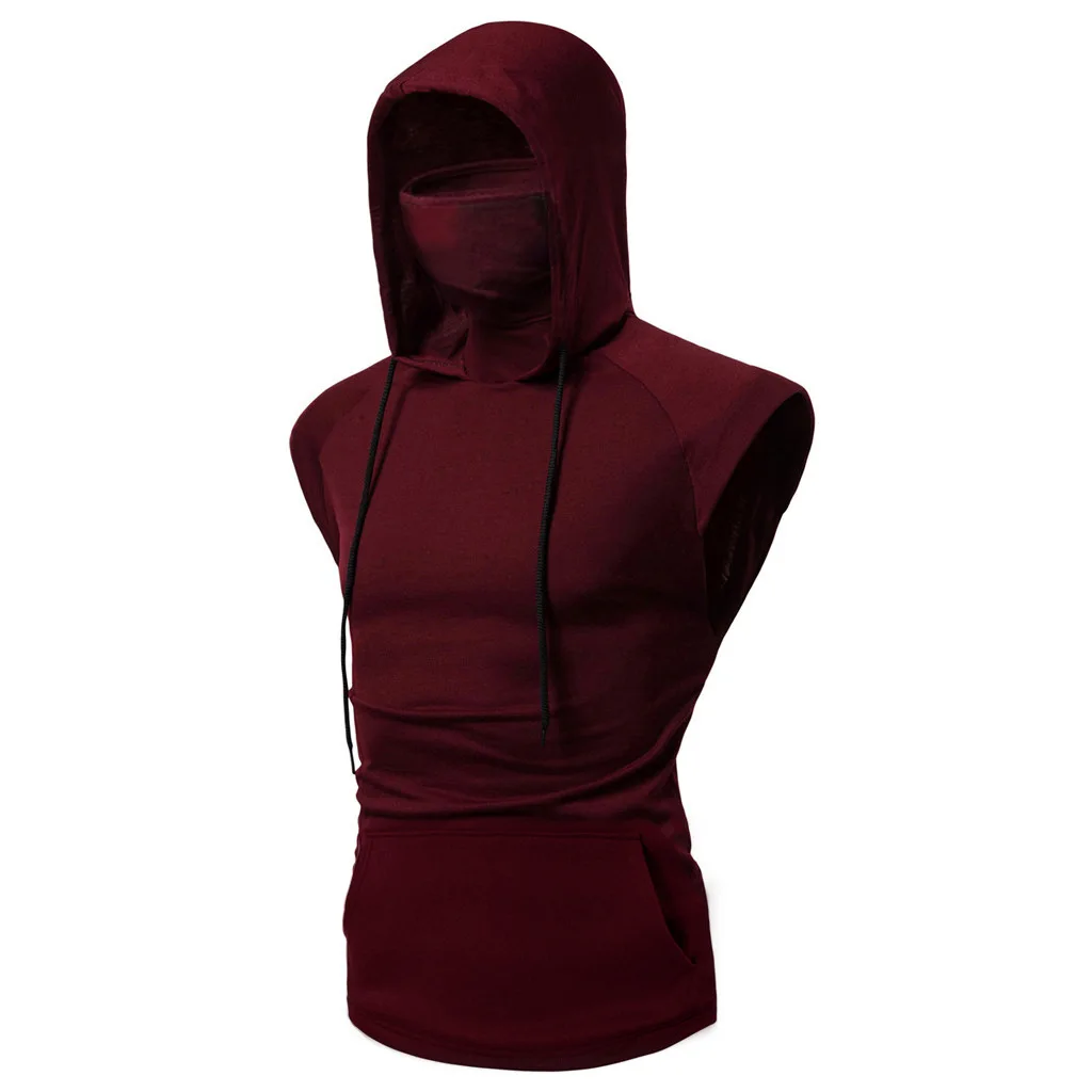 Ninja Mask Long Sleeved Hoodie Men Autumn Streetwear Large Open-forked Hip Hop Mens Sweatshirts Tops Gym Hooded Sudaderas Hombre