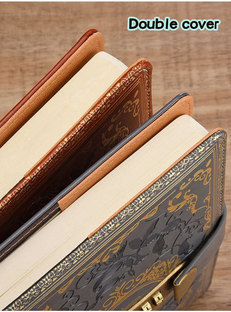 Retro-Digital-Passwort-Notizbuch, Tagebuch mit Schloss, A5, perfekt für Männer und Frauen – PU-Leder, Zahlenschloss, Personen, Privatsphäre – Detail 11