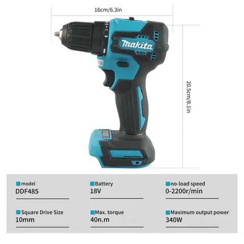 마키타 DDF485 10MM 컴팩트 무선 공구 다기능 스크류드라이버 임팩트 브러시리스 드라이브 충전식 브러시리스 드릴