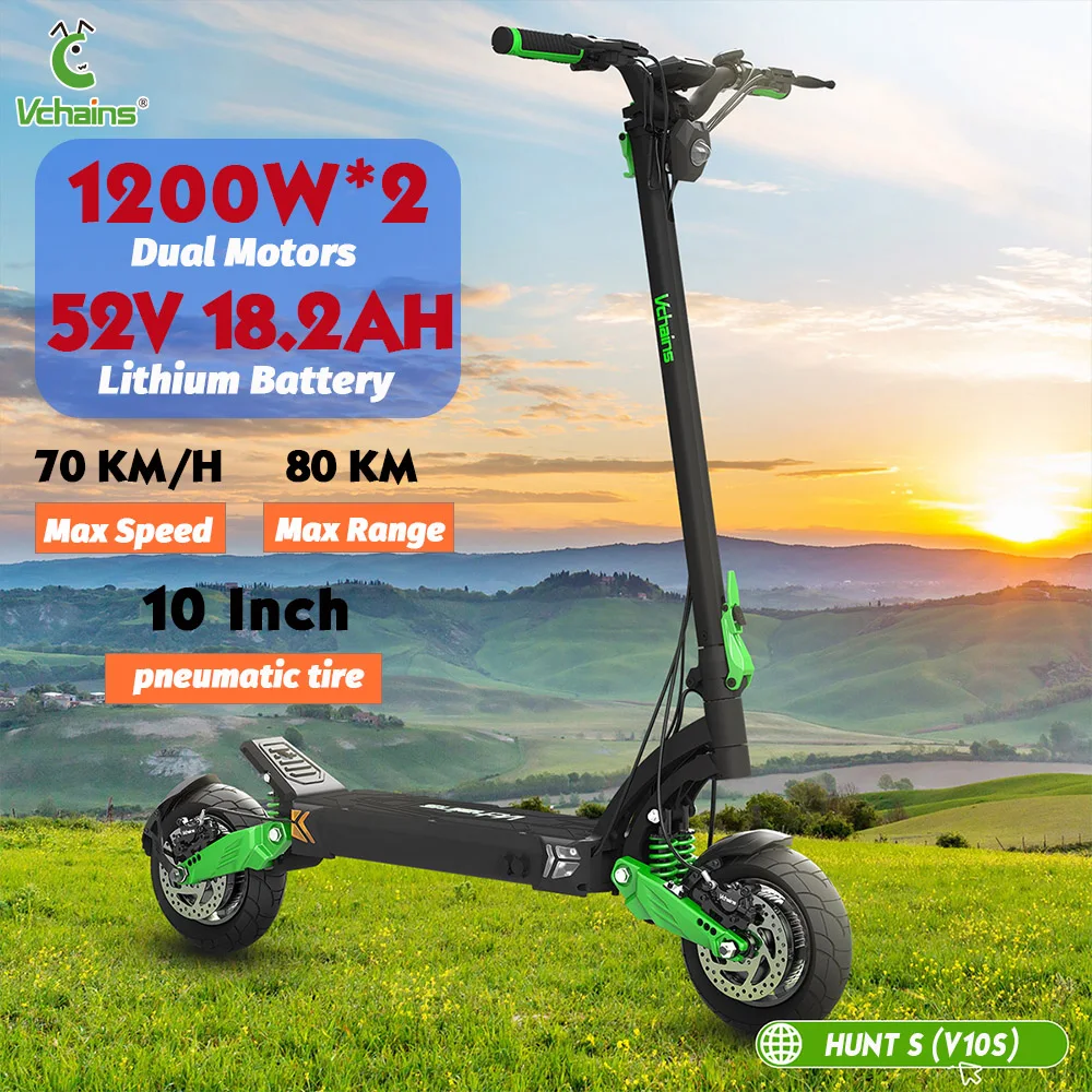 

Vchains Hunt S V10P Patinete eléctrico 2400W 52V18.2AH 10-дюймовые шины Trottinettes électriques 70 км/ч 80 км электрические самокаты для взрослых