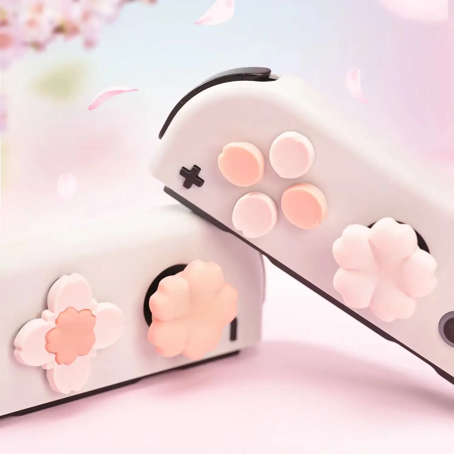 Różowe Silikonowe Nakładki na D-pad, Krzyżak, Przyciski ABXY i Klawisze Sakura do Switch 2/NS Oled Joy-con, Nakładki na Gałki Analogowe — zdjęcie 2