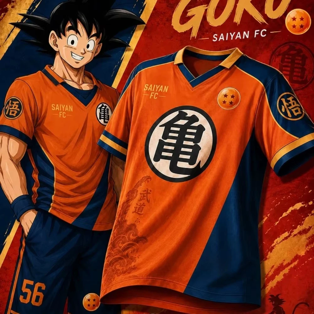 2026 New Hot Anime Special Dragon Ball Goku FC Lapel Polo Shirt Men/Kid Business Short Sleeved Tee Oversized Breathable Jersey