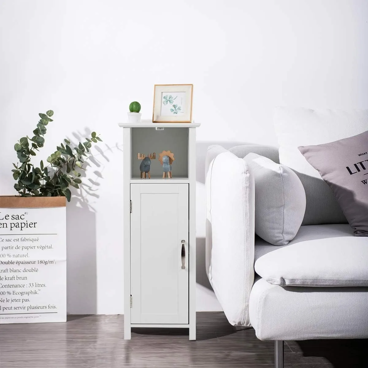 

Small Cabinet, 1 Door & Adjustable Shelf, Multi-Room Storage - Bathroom, Living Room, Kitchen or Entryway, 12 x 12 x 31.5