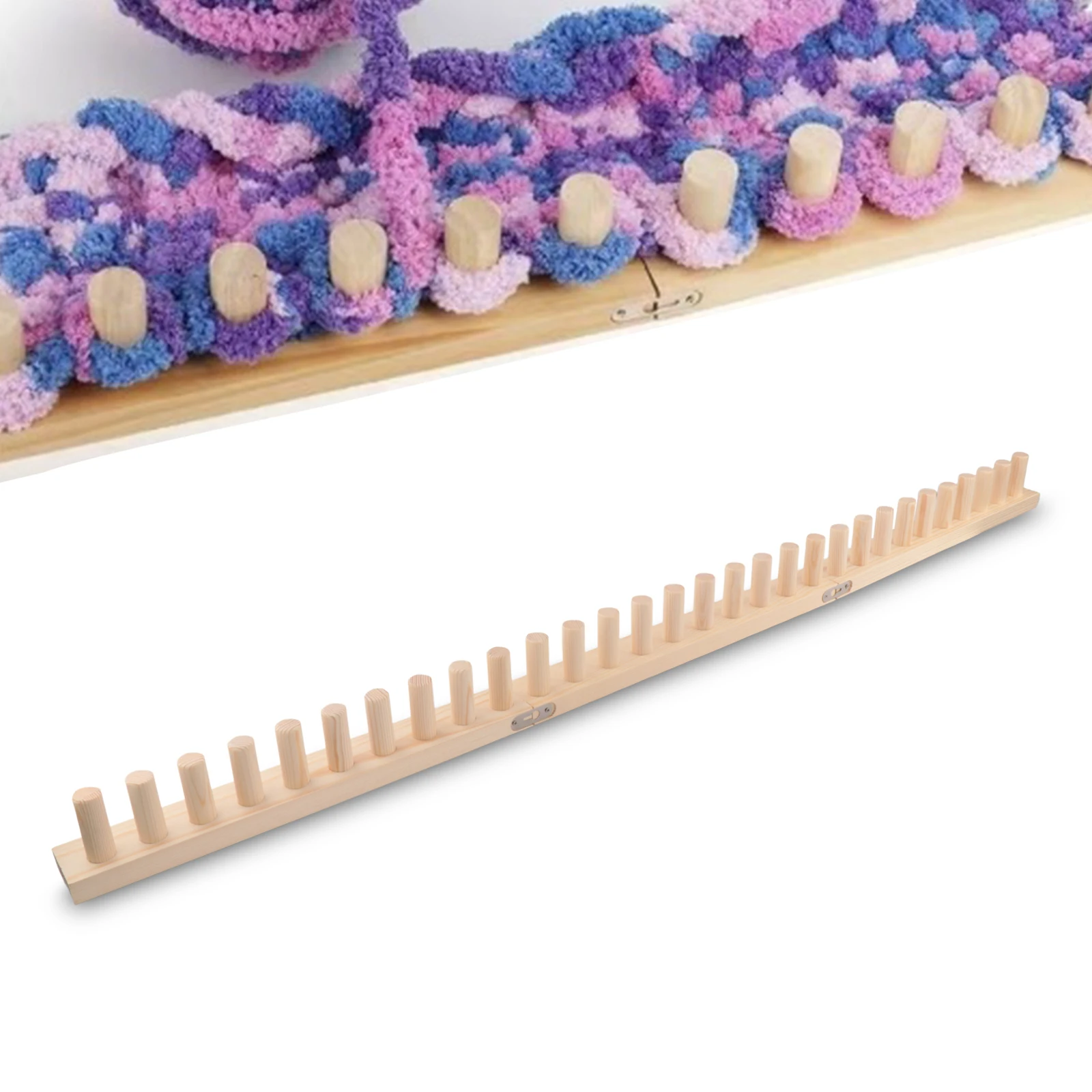 

DIY Wooden Knitting Loom Frame for Throw Blankets Adjustable Size Peg Knitting Kit for Beginners Hand Knitting Yarn Crafts Gift