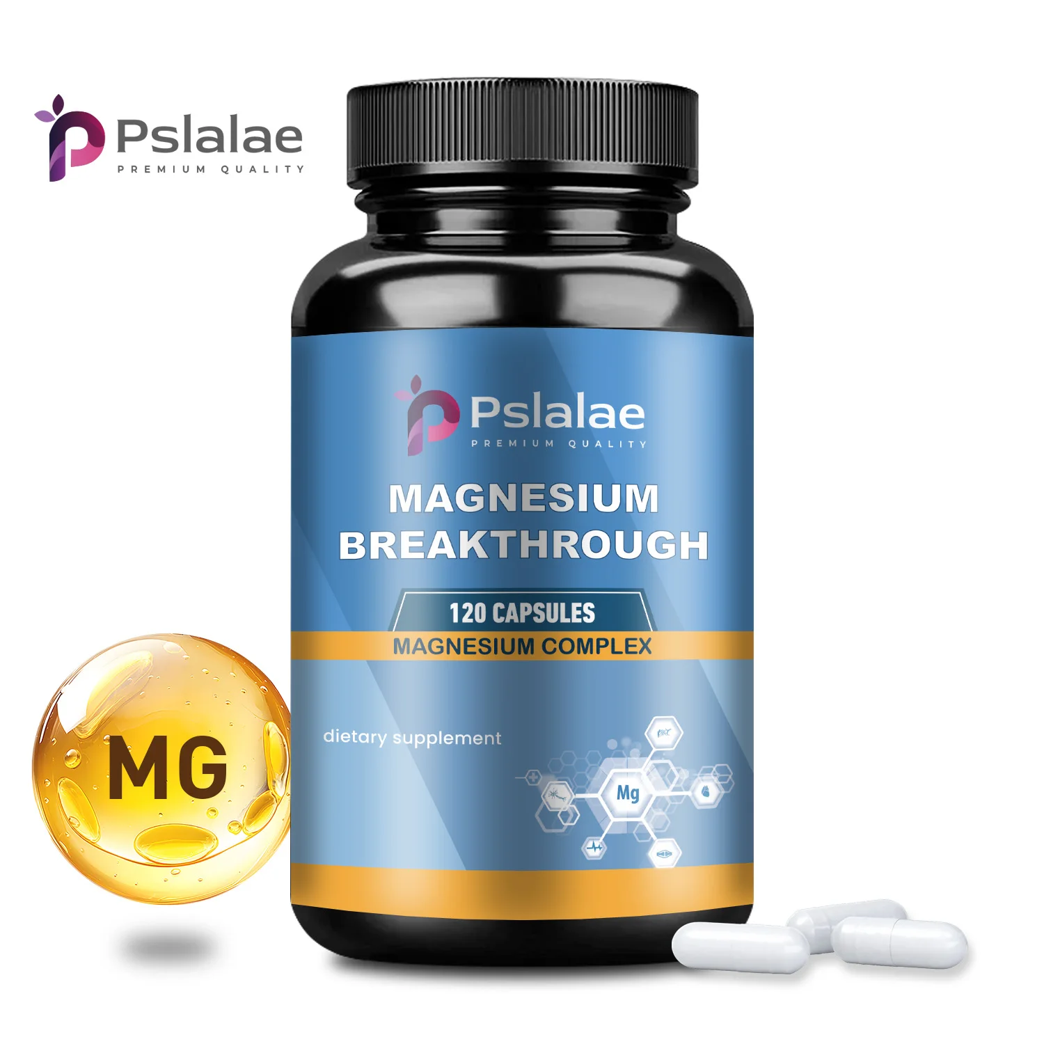 Premium Magnesium Complex - Natural Sleep and Brain Supplement, Muscle Relaxation Heart Boost - 120 Capsules