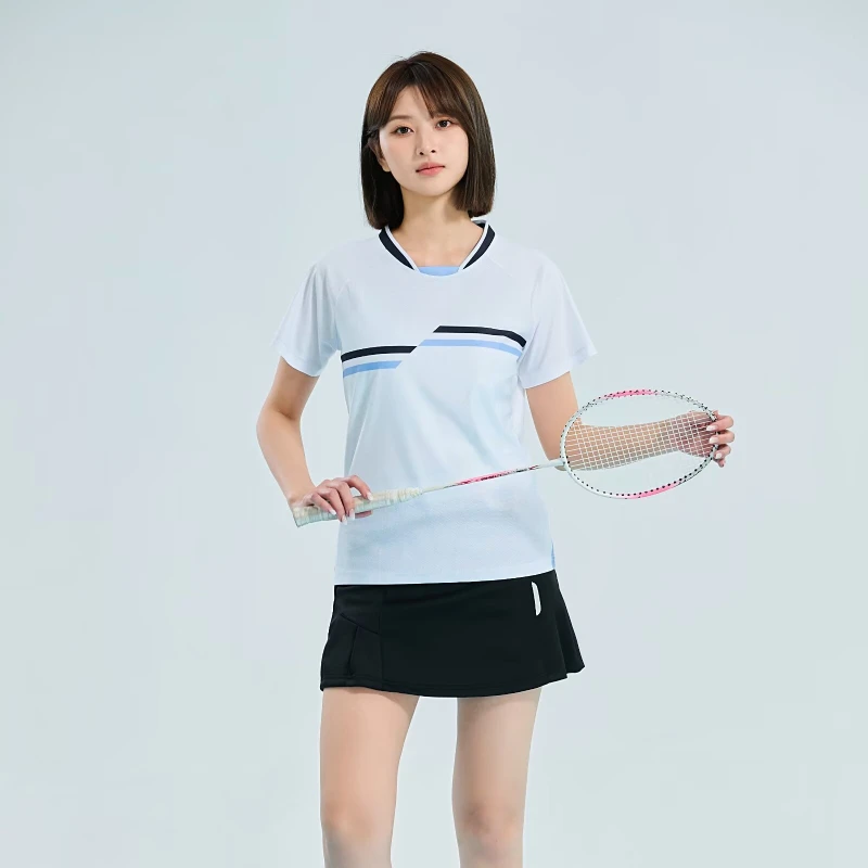 جديد المرأة ملابس كرة الريشة الكورية فتاة الموضة بلايز رياضية قصيرة الأكمام سريعة الجافة ماصة للعرق تي شيرت تدريب التنس