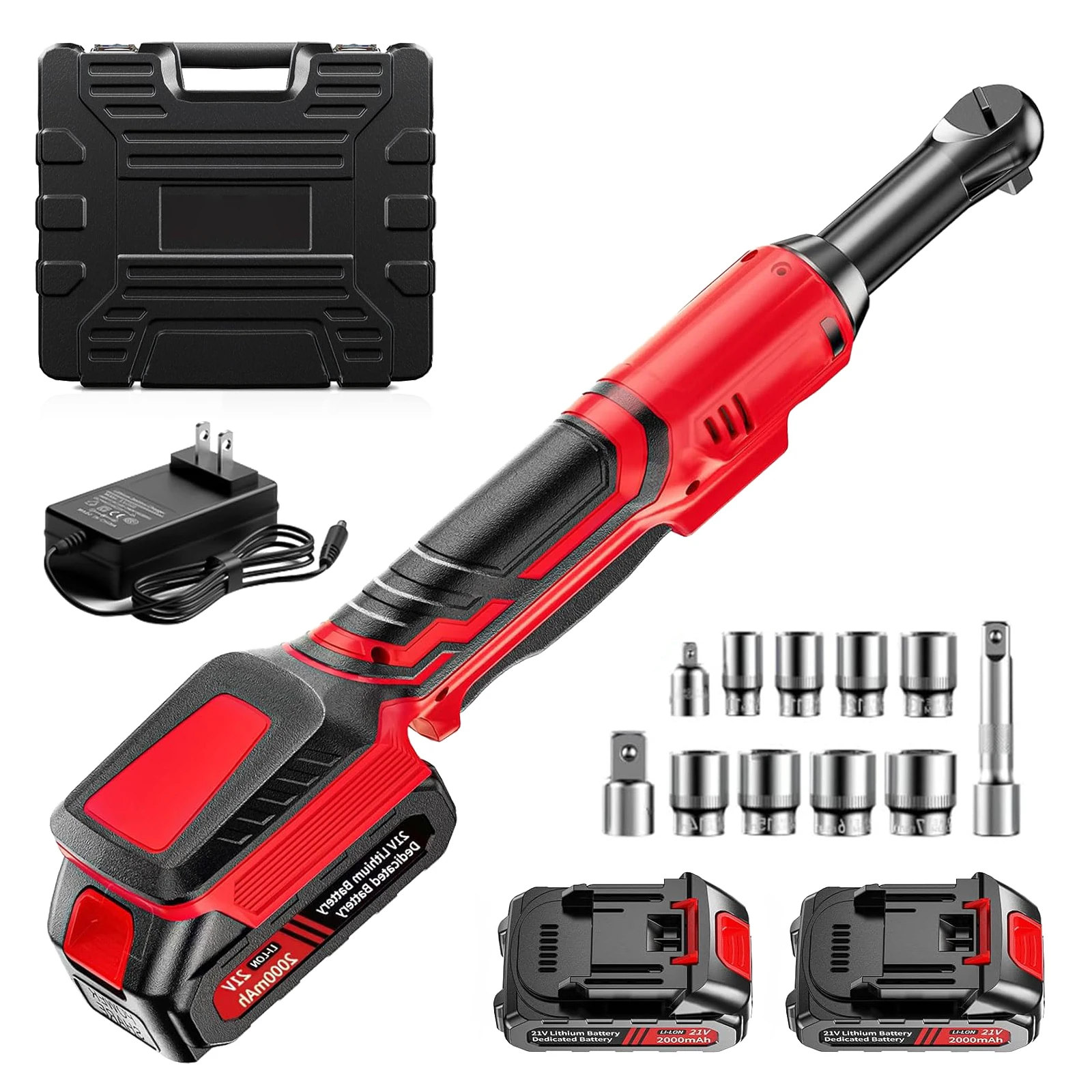 Clé à cliquet sans fil-80N.m 3/8 ''clé à cliquet électrique 400 tr/min 21V batterie à cliquet 2 X 2.0Ah cliquet électrique