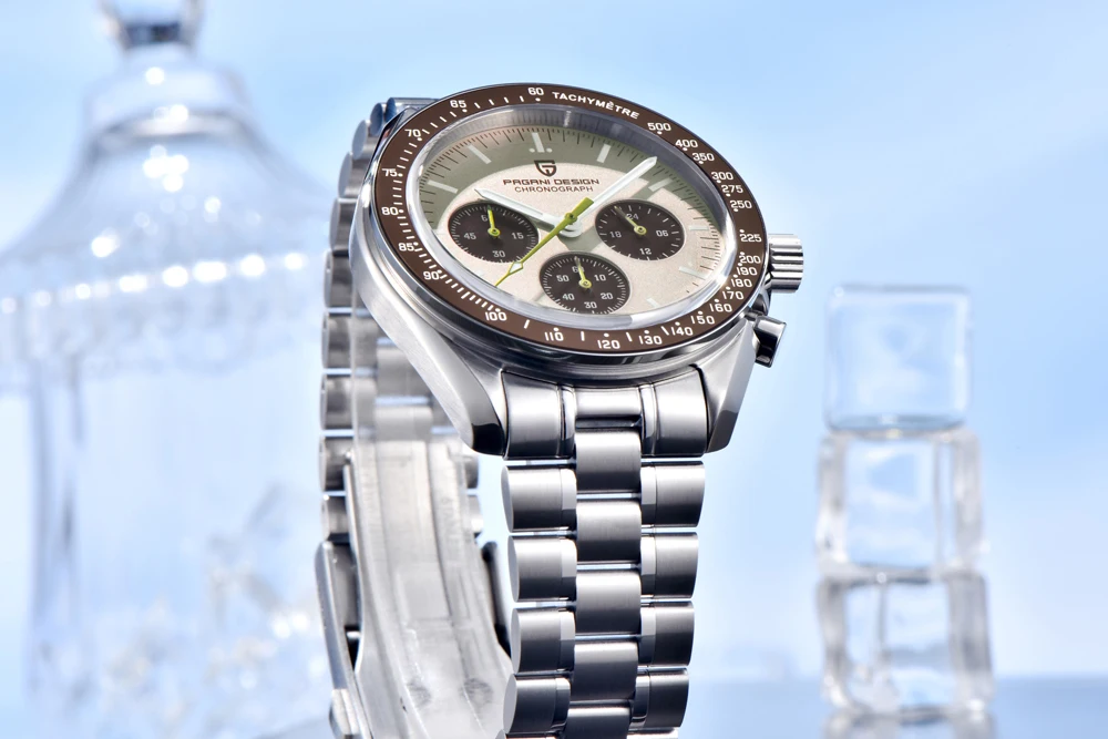 PAGANI DESIGN Neue Herren-Quarzuhr Goldene Monduhr Herren VK63 Speed Sport-Chronograph AR Saphir Leuchtend Lokaler Versand – Detail 22