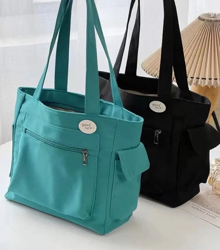 Canvas Tote Bag with Pockets for Women Crossbody Bag Canvas Shoulder Bag Work Tote Bag Hobo Handbag