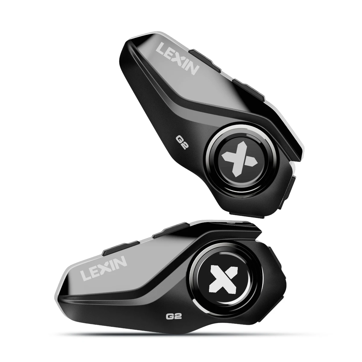 

LEXIN-G2P 2pcs Motorcycle Helmet Bluetooth Intercom, Big Button Design &Up To Pair 6 Riders,Exchangeable Pattern Shell ,DSP