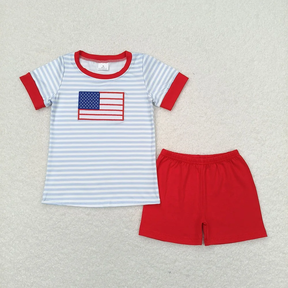 Summer Fashion Match Baby Girls Flag 4th Of July Sibling Rompers Clothes Sets Wholesale Boutique Fashion Children Clothes