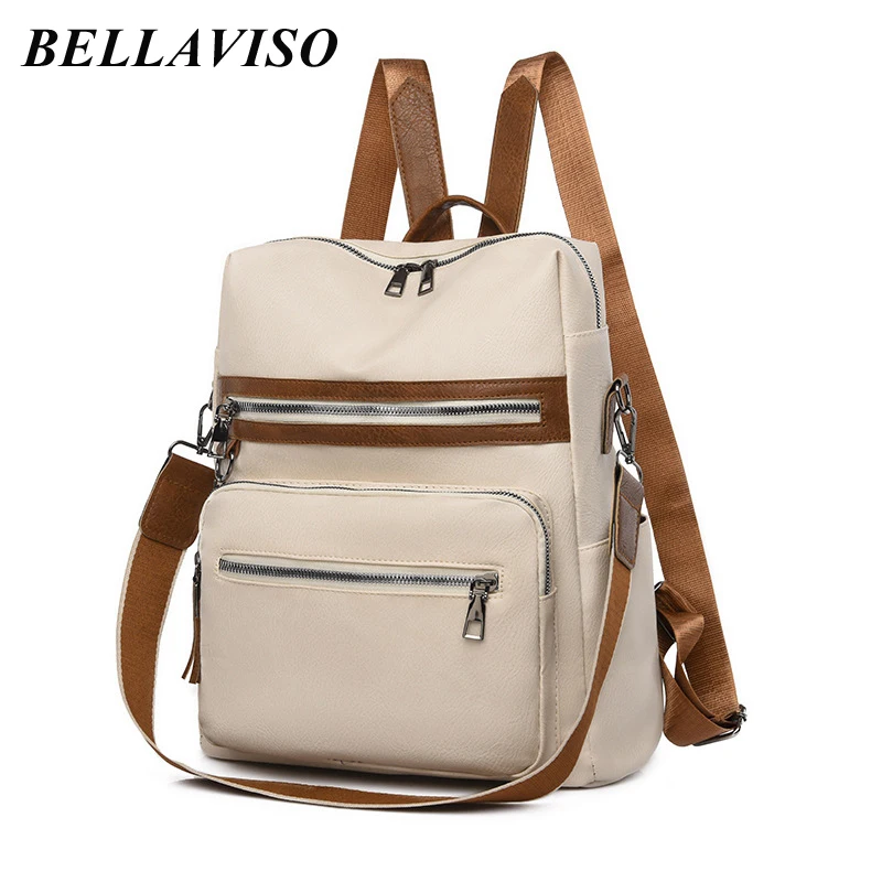 

BellaViso Soft PU Women's Backpacks Retro Large Capacity Casual Anti Theft Single Shoulder City Outdoor Bags for Female BLBP-26