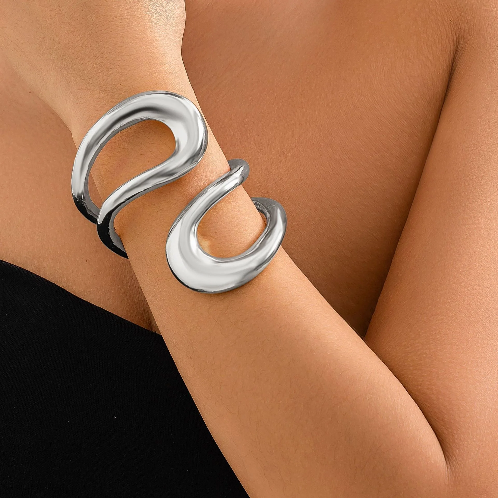 

Chunky Sculptural Gold Statement Collar Necklace & Cuff Bracelet Set
