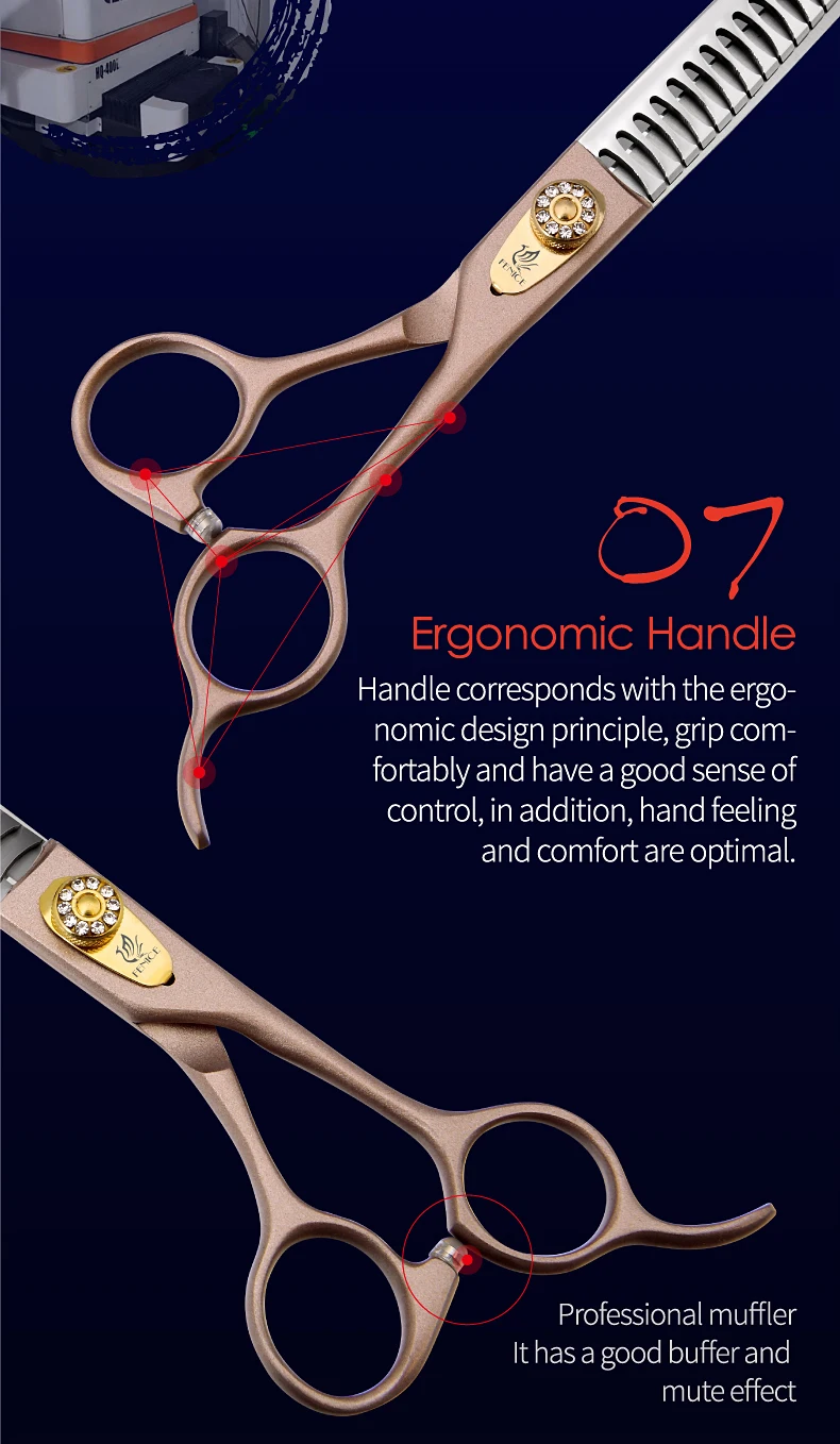 Fenice 7/7,5/8 Zoll JP440C Stahl Professionelle Hundepflege-Effilierschere für Hunde Haarschere ножницы Tijeras – Detail 11