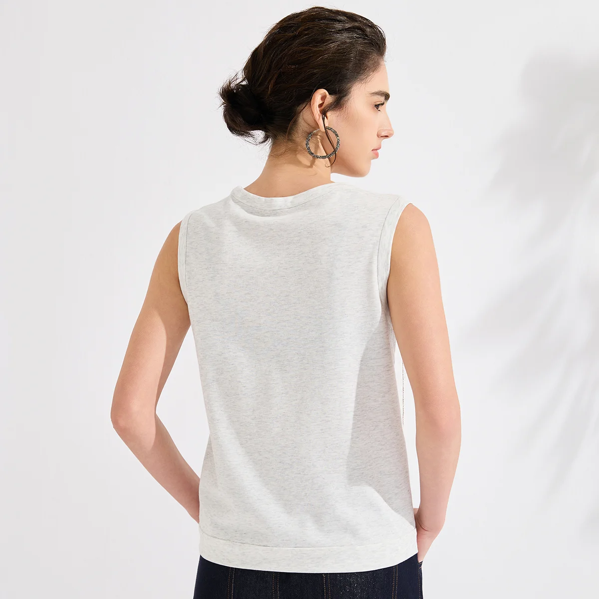 KL7613648 Luxury Lyocell Cotton Linen Tank Top Women's Shiny Vertical Stripe Sleeveless Shirt High End Minimalist Soft Tops