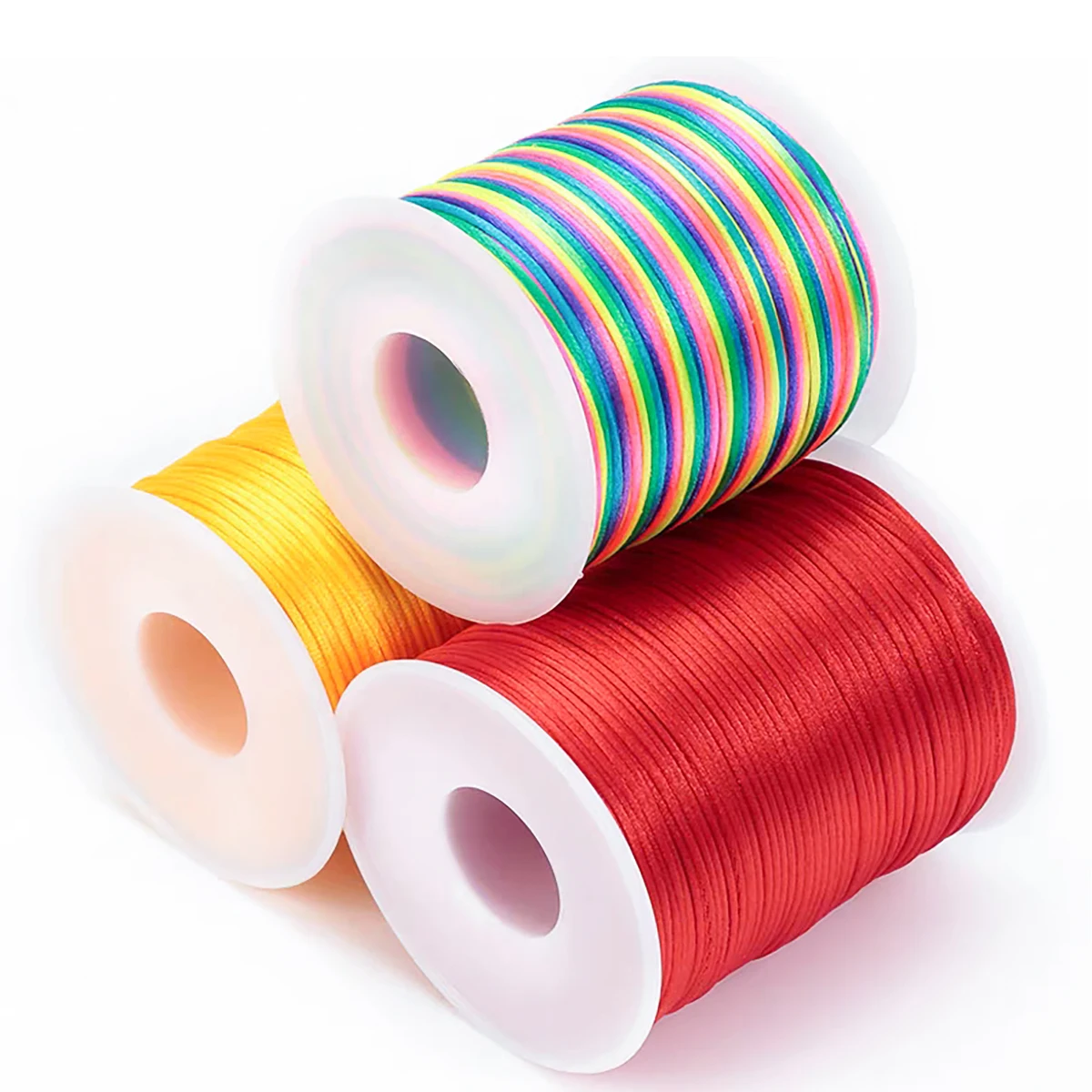 100m/Roll 2mm Nylon Line Cord Rat Tail Silk Forging Chinese Knot Thread Colorful Macrame Bracelet Braided Rope Jewelry Thread