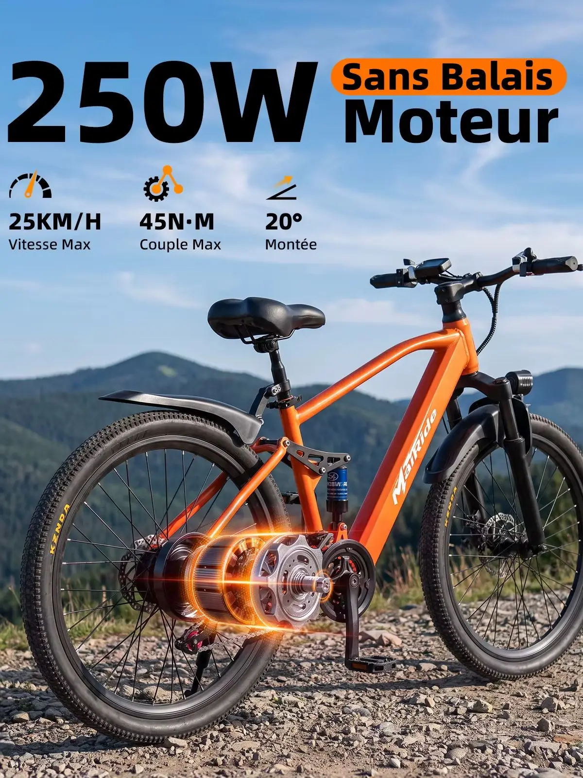 Gt900 Elektro-Mountainbike für Erwachsene, 26" E-MTB, 250W Motor, 36V 13Ah Akku, 21 Gänge, Doppelfederung, Scheibenbremsen, 25Km/h, 40-60Km Reichweite, Gepäckträger, NFC