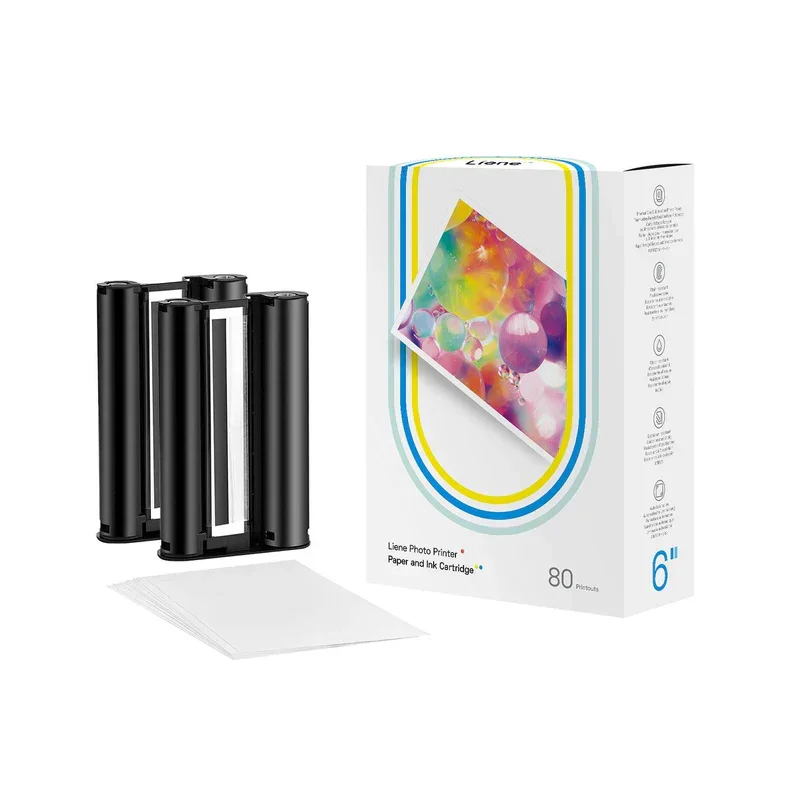 

Liene Amber 4x6" Photo Printer Paper 80 Sheets & 2 Ink Cartridge Refill
