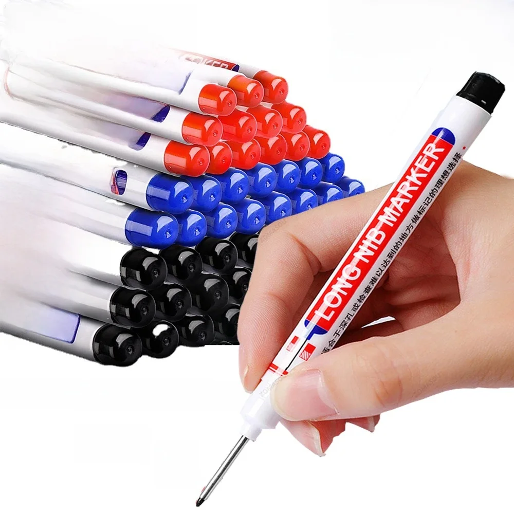 1-100 sztuk 20mm wodoodporne markery z długą główką marker z głębokim otworem do metalu stolarz czerwony/czarny/niebieski/zielony atrament narzędzia do obróbki drewna — zdjęcie 2