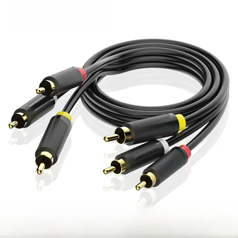Vention 3RCA do 3 kabel RCA Audio wideo z męskiego na męskie kabel AV pozłacany do STB TV DVD VCD Blueplayer wzmacniacz kabel złącze RCA — zdjęcie produktu 7