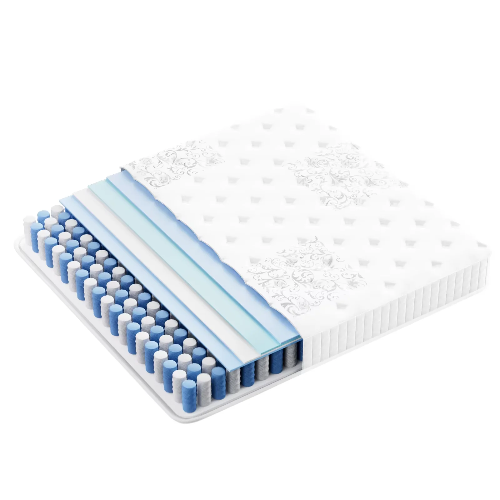 Matelas à ressorts ensachés individuels, soutien ergonomique 7 zones, épaisseur 20 cm, fermeté moyenne, tissu antibactérien anti-acariens respirant, silencieux et anti-interférence