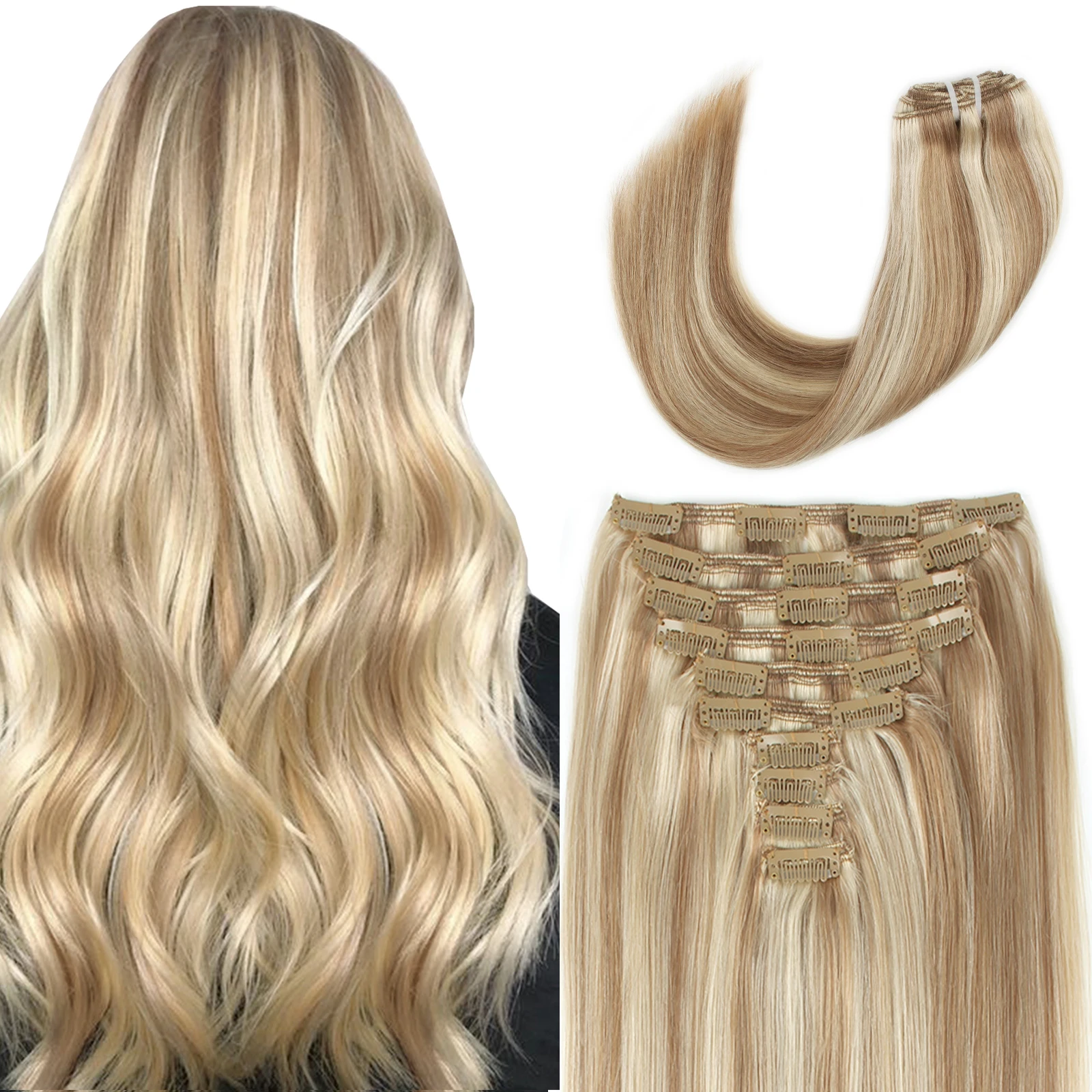 Sixstarhair 10 pçs clipe ins cabelo natural 100 extensões de cabelo humano 160g e 220 g/pacote 20/22 Polegada clipe na extensão do cabelo para mulher