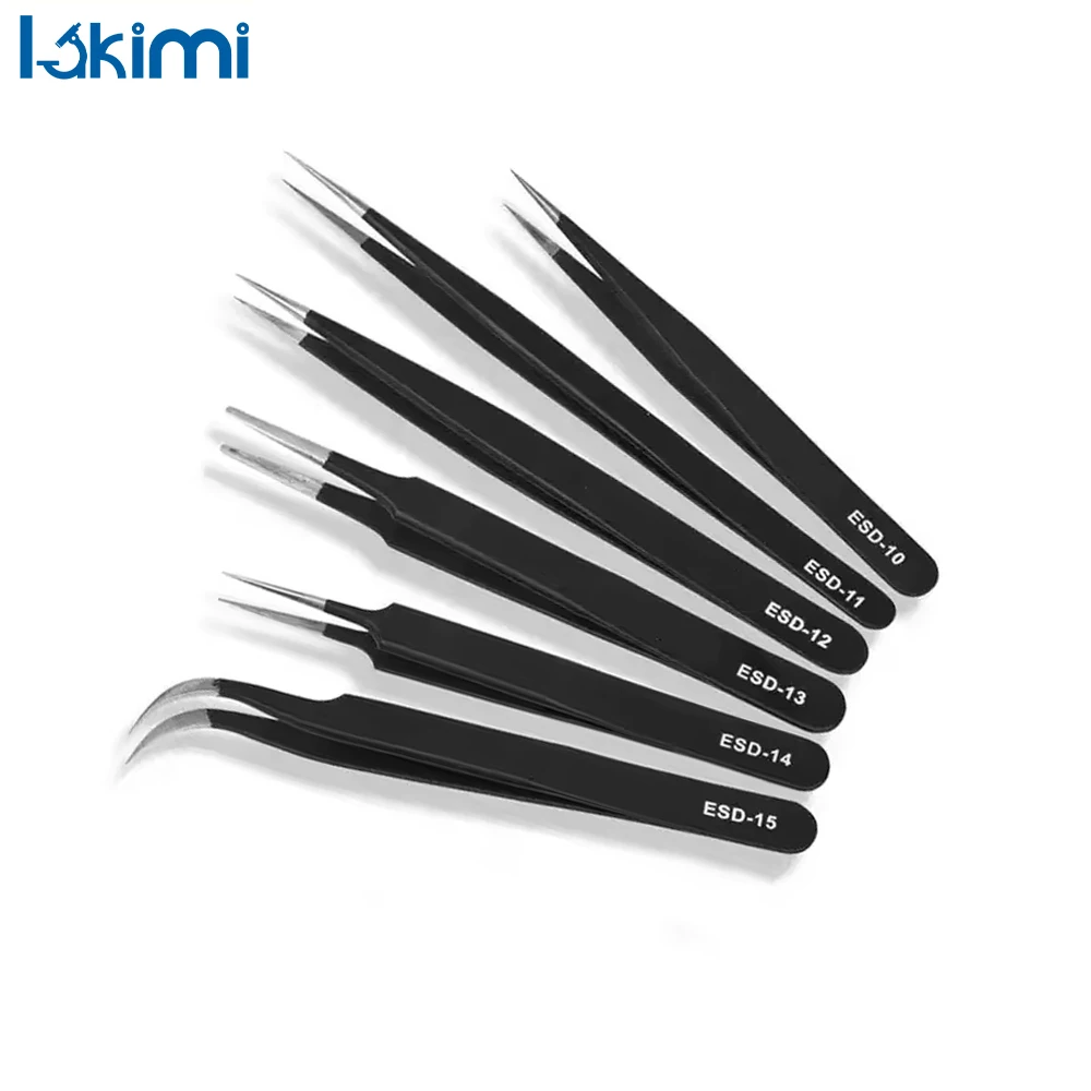

6pcs Anti-Static Precision Tweezers Set | Stainless Steel Repair Tools for Electronics, Soldering, and Craft Projects LA-AA04