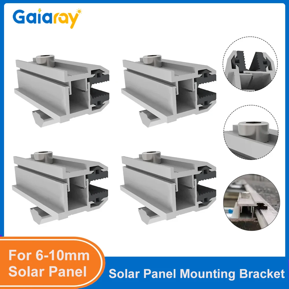 Solarpanel-Dünnschicht-Endklemme Solarpanel-Montagehalterung Zubehör PV-Panel Aluminium-Befestigungs-Endklemmen für 6-10mm Solarpanel