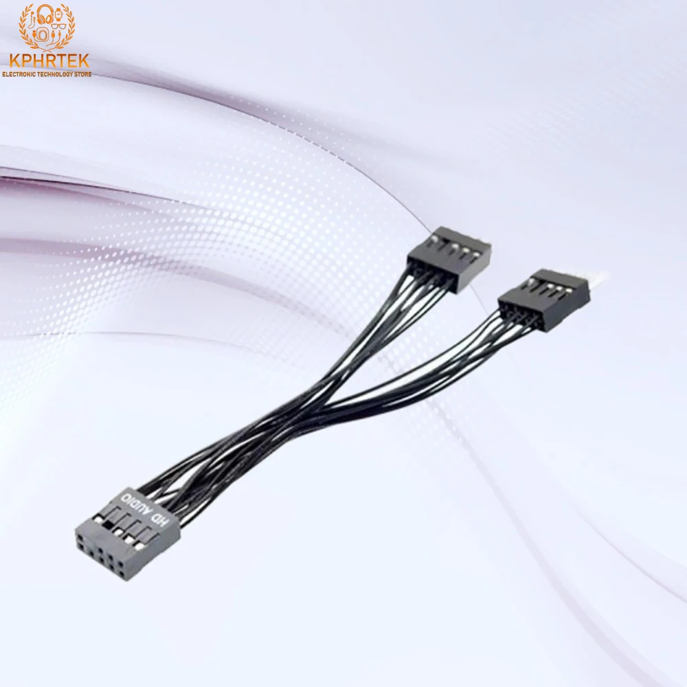 20 PCs HD AUDIO 9-pin motherboard extension cable audio one-to-two adaper cable goldplated interface front panel extension cable