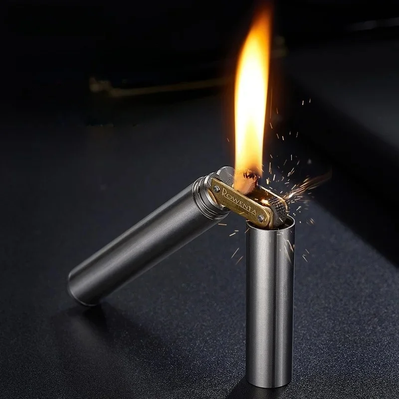Briquet Nunchaku en laiton Kerosene, coupe-vent, Mini meule rétro, silex d'allumage, sans feu, jouet pour fumer, cadeau pour hommes, nouveauté 2024