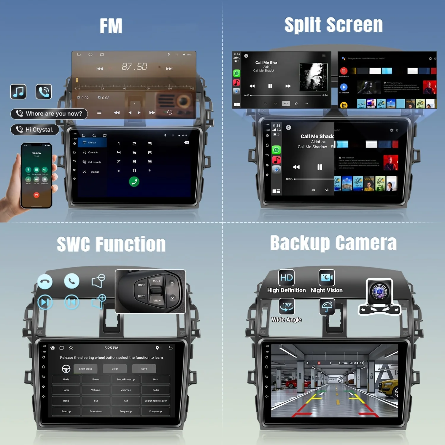 9 inch Wireless Car Radio for Toyota Corolla 2009 2010 2011 2012 2013 Support CarPlay Android Auto, 2+32G Touch Screen Car Stere - Image 4