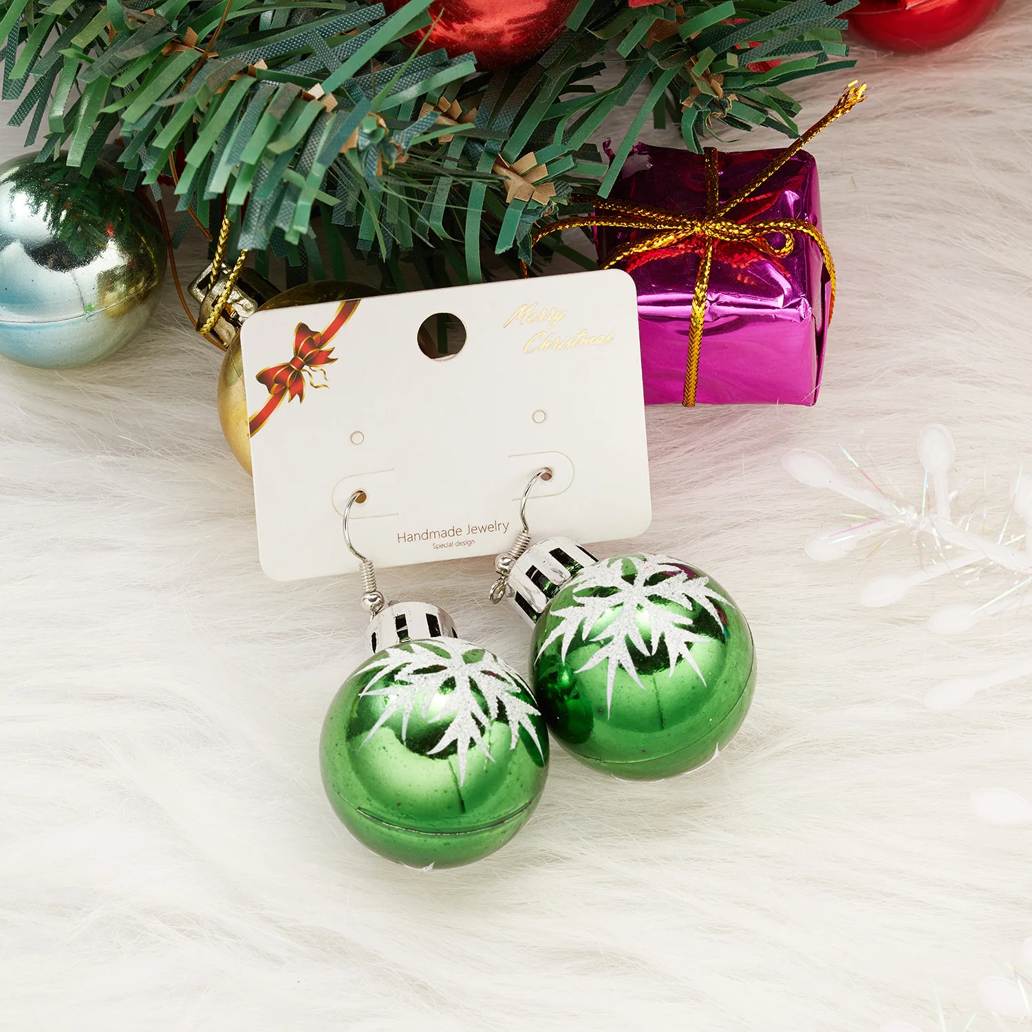 Frohe Weihnachten Bunte Glühbirnen-Kugel-Ohrringe für Frauen Luxuriöse Kreative Ohrringe Neujahrsparty-Schmuck – Detail 35
