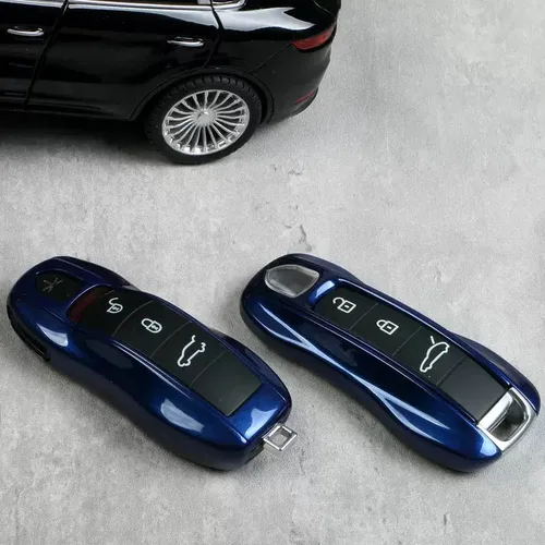 Imagen 2 del producto Funda para llave de coche Gentian azul Control remoto Fob carcasa protectora para Porsche Macan Panamera Taycan Cayman Cayenne 911 718 Boxster