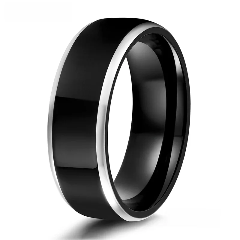 Tigrade Men Ring Black Luksusowa obrączka ślubna z czystego tytanu polerowanego dla kobiet Pierścionki zaręczynowe dla par Biżuteria zaręczynowa Rozmiar 4-Rozmiar 14 — zdjęcie 2