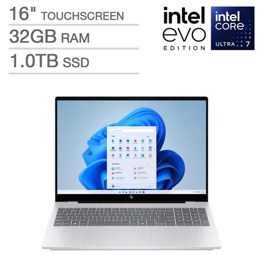 كمبيوتر محمول HP OmniBook 7 بشاشة لمس مقاس 16 بوصة - Intel Core Ultra 7 255H - 2K OLED 120 هرتز - ذاكرة 32 جيجابايت - 1 تيرابايت SSD - Windows 11 Home