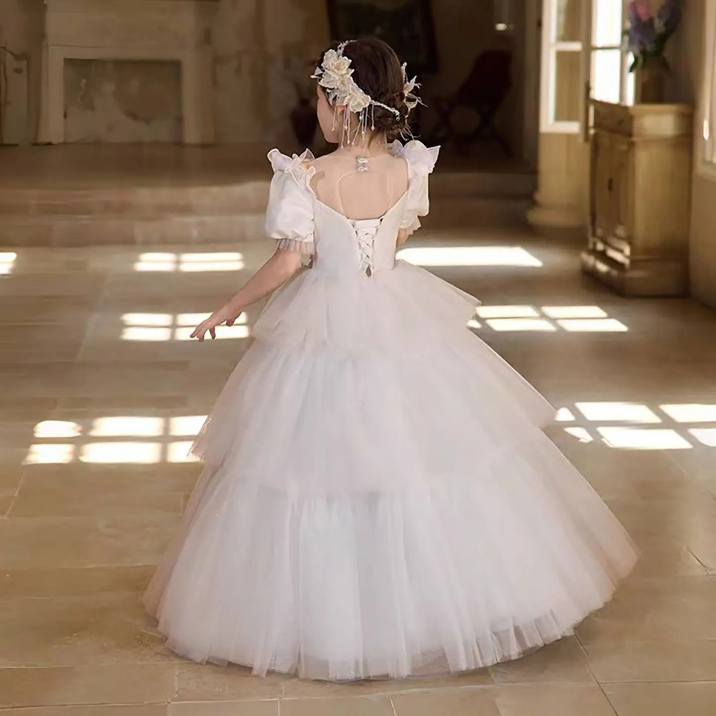 حالمة نذر D314 رائع الحبيب مطرز المتدرج تول زهرة فتاة فستان الأميرة الزفاف مساء حفلة موسيقية 2025 #5