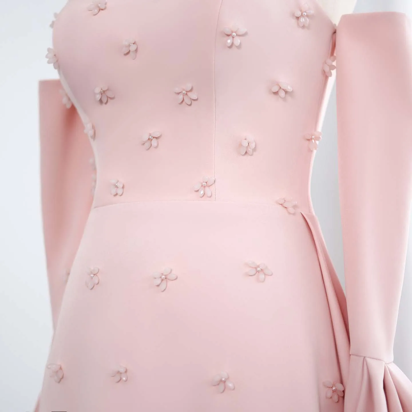 Sharon Said Baby Pink Dubai vestidos de noche sin tirantes con elegantes flores 3D para mujer vestido Formal de boda SF282 personalizado