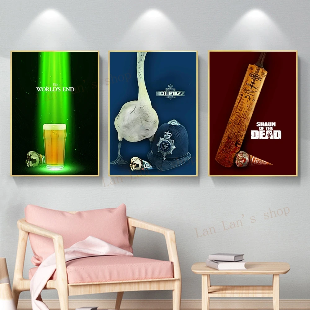 Awesome Cornetto Trilogy Movie Prints The Dead Sean Gervaz Doomsday Poster Canvas Painting Picture Modern Living Room Home Decor