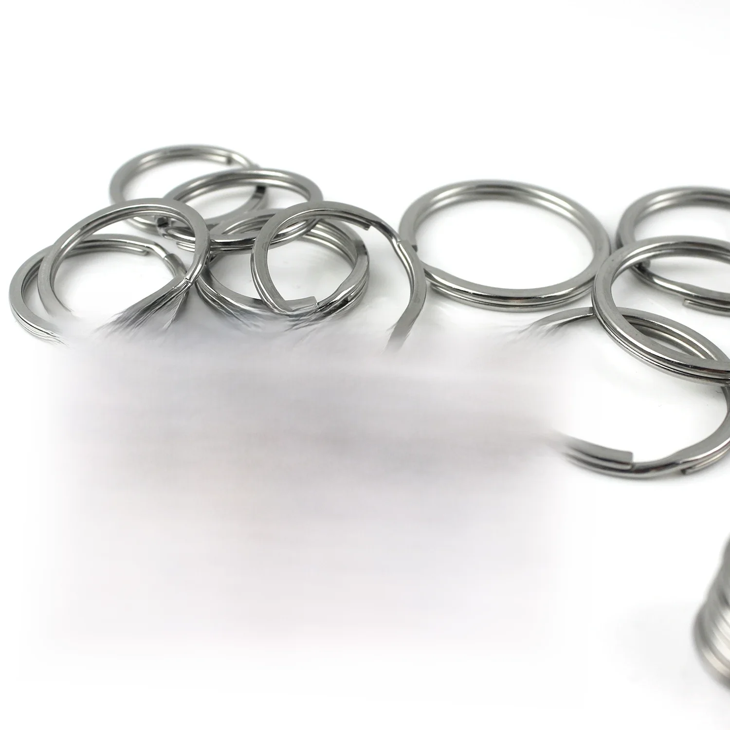 Anneaux fendus en métal, 5 pièces, porte-clés à fil plat, Double boucle, 15-38mm, porte-clés, bricolage cuir artisanat matériel en acier inoxydable