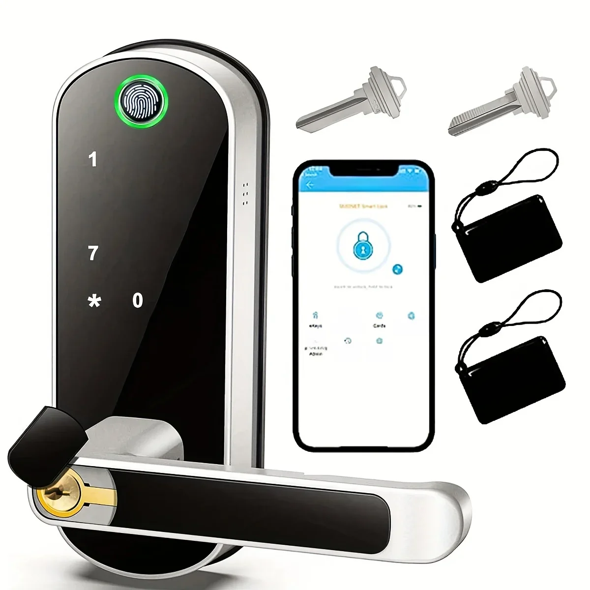 Smart Fingerprint Deurslot App Afstandsbediening Keyless WIFI Digitaal touchscreen slot NFC IP67 Waterdicht met 2 IC-kaarten - afbeelding 2