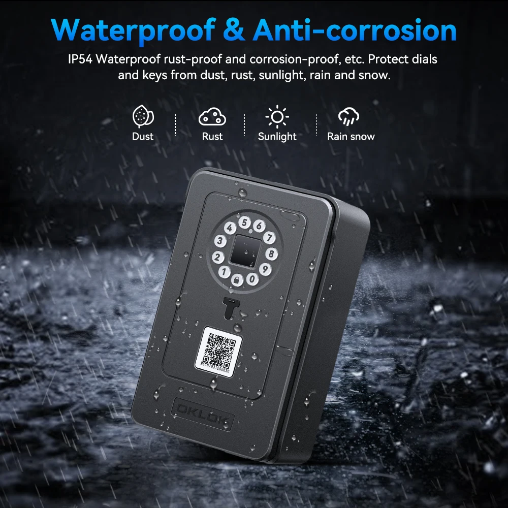 Elecpow Smart Key Box Fingerprint Password Safe Deposit Box Wall Mounted Lockbox Bluetooth Connection Works with OKLOK APP
