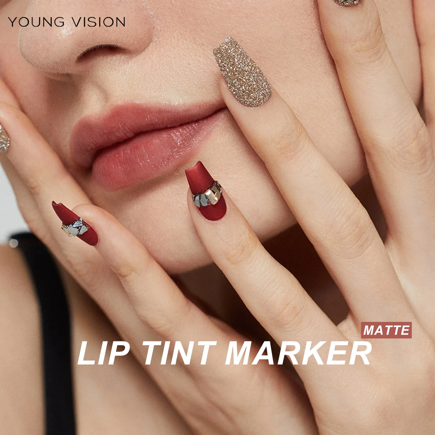 Jonge Visie Lip Tint Marker Vloeibare Lippenstift Met Nude Matte Tinten, Lipliner En Stok 2-In-1, Lang Dragen En Waterdicht