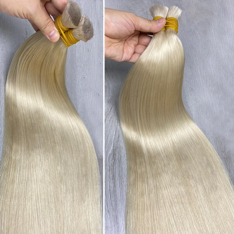 Extensiones de Cabello Humano Real 613 sin Tejido, Rubio Miel, Cabello Virgen Vietnamita Recto para Trenzas 6