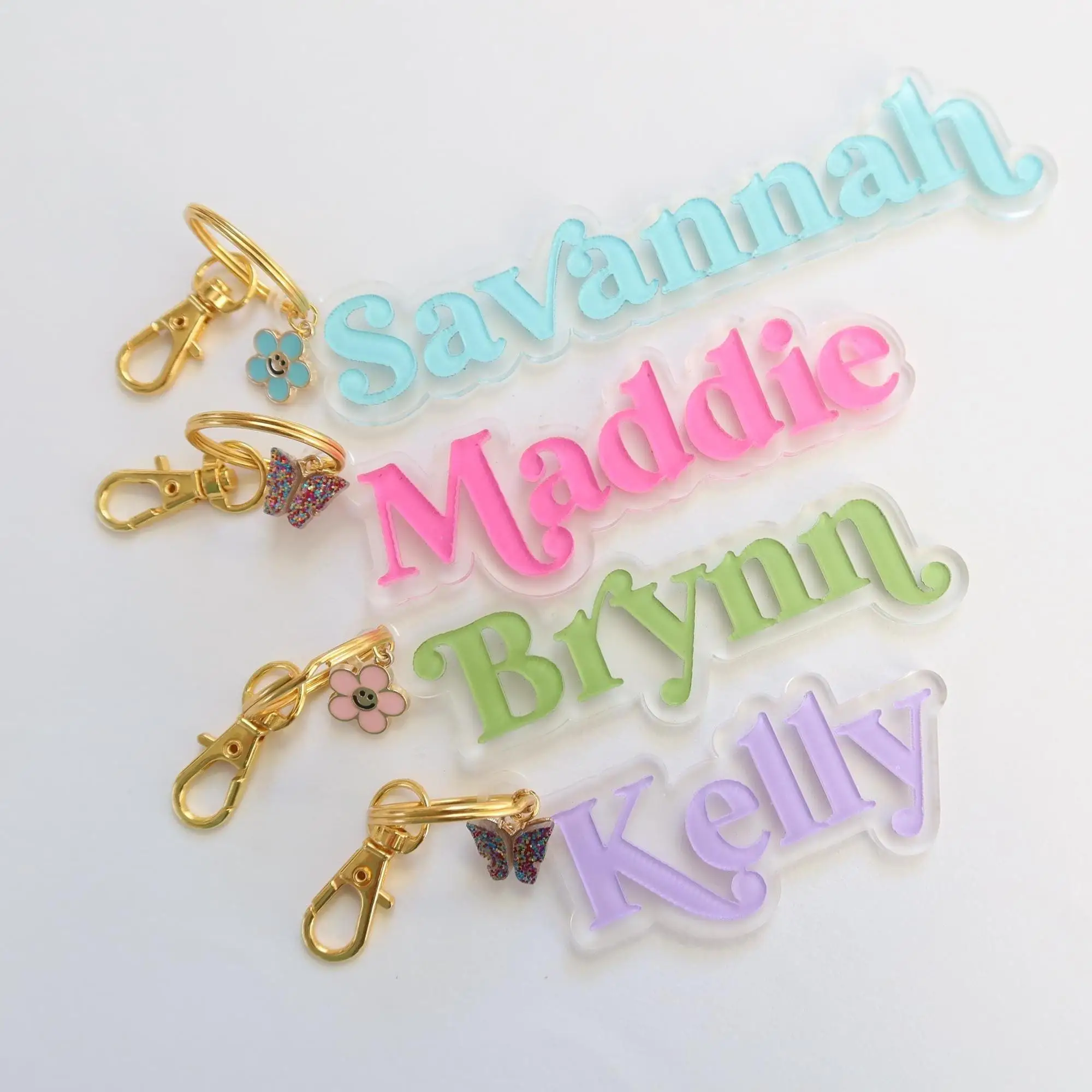 Personalized Acrylic Keychain Acrylic Name Tag Backpack Diaper Bag Lunchbox Name Tag Travel Accessories Retro Name for Women