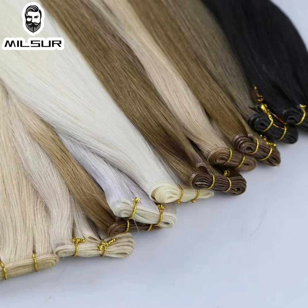 Pacotes de cabelo humano de trama genius para mulheres, reto, invisível, leve, extensões para senhora, virgem, 100g