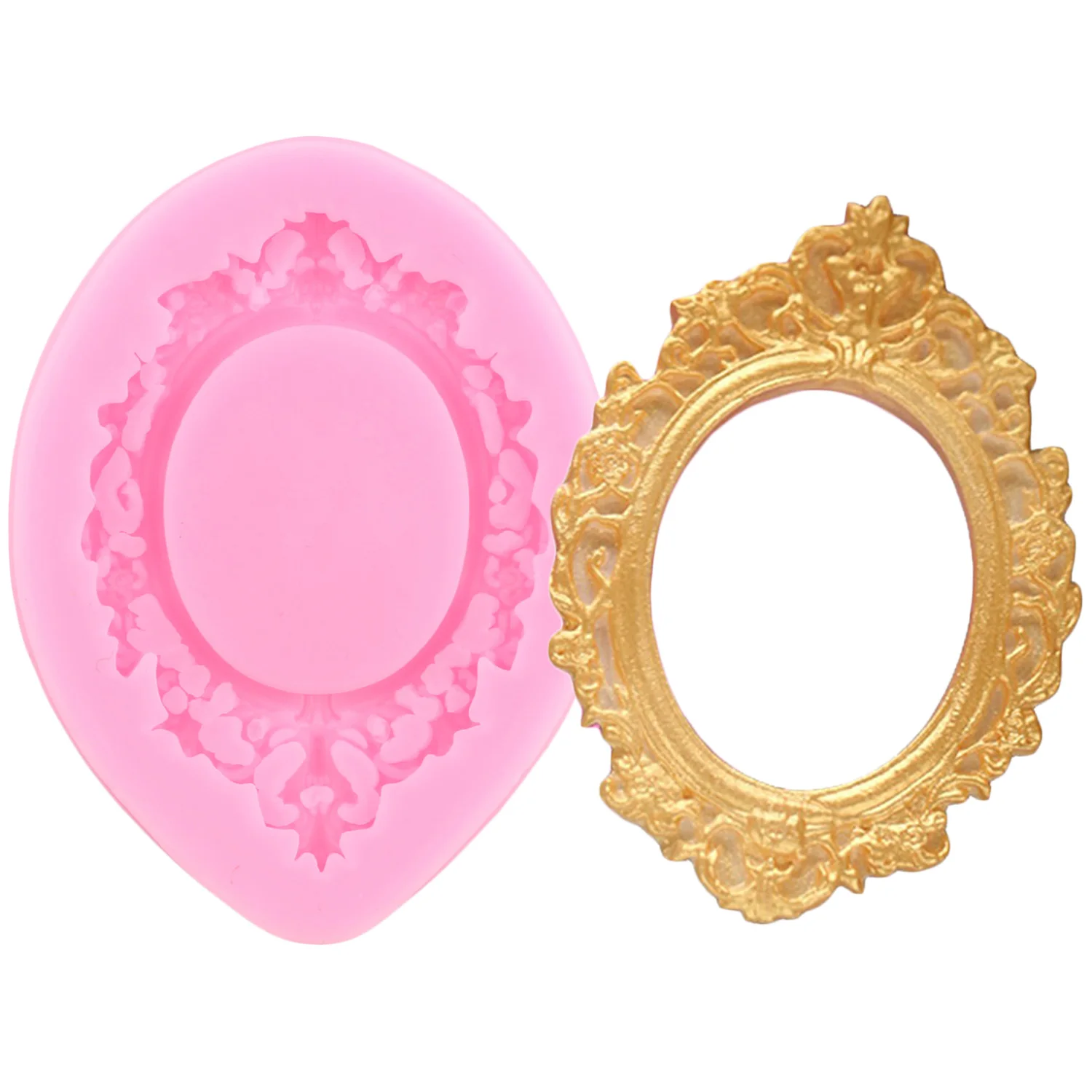 Relief Frame Mirror Silicone Molds Cupcake Topper Fondant Cake Decorating Tools Chocolate Candy Cake Border Mold Baking Moulds