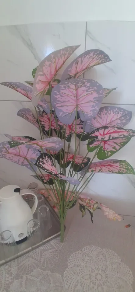 Pink Leaf Potted Plants Fake Artificial Plants Decoration Artificial Flower Simulation Ornament For Home Decor Party Wedding Dec photo review